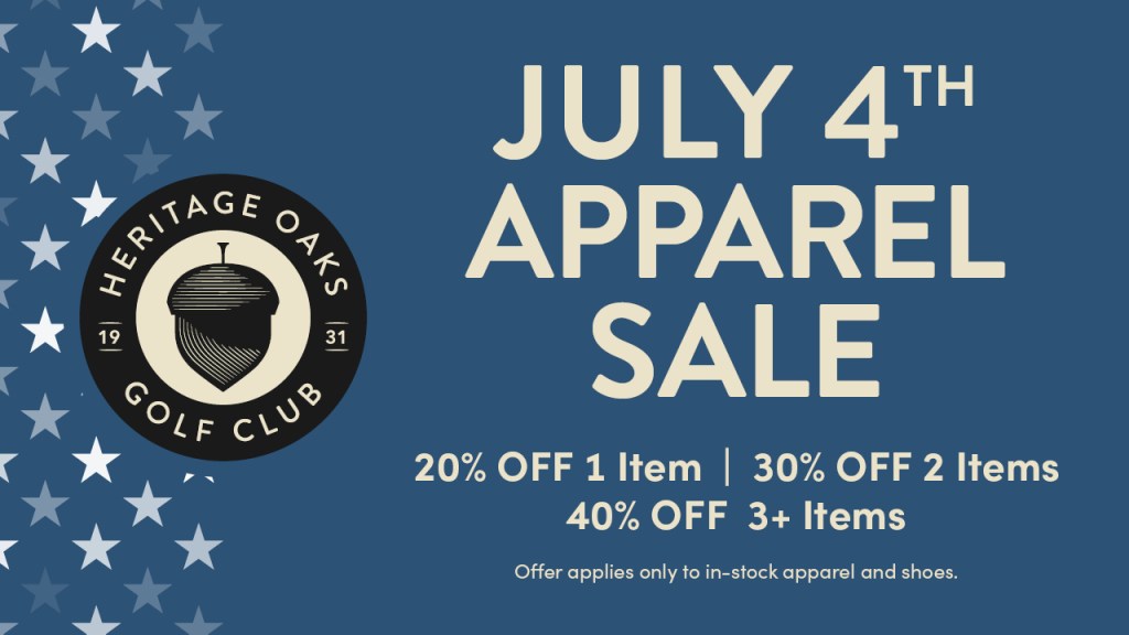 July 4th Apparel Sale at Heritage Oaks Golf Shop